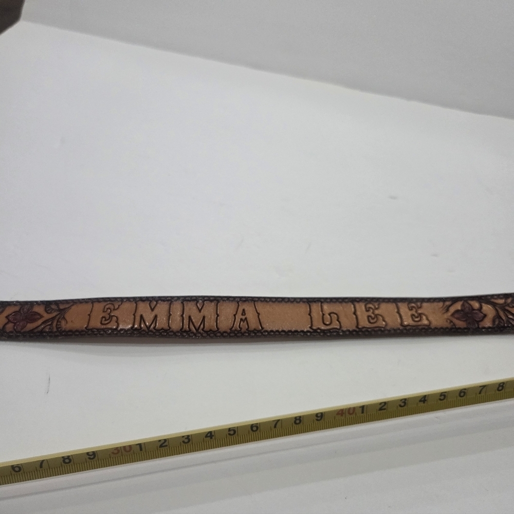 Emma Lee Brown Floral Cowhide Leather Women’s Belt with Silver Buckle Sz.28 - Picture 6 of 9